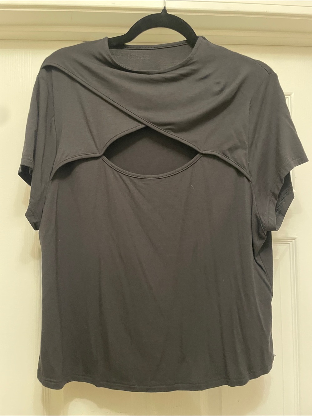 SHEIN Black Short-Sleeve top Layered front Cutout